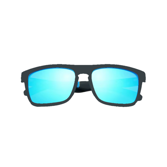 Krudy Monkey Eyes sunglasses with blue polarized lenses and stylish black frame.